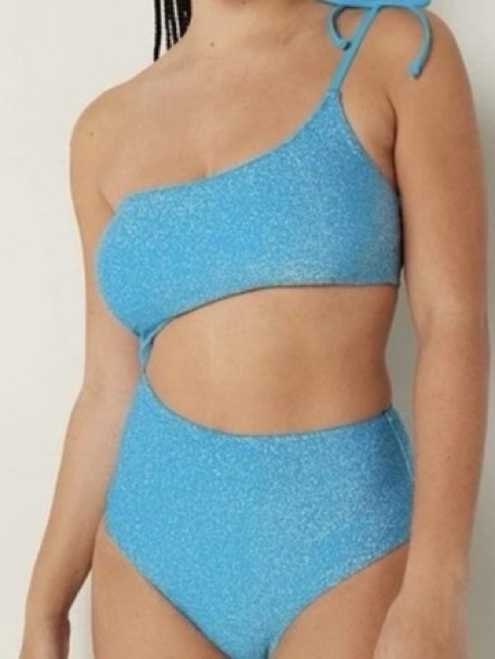 VS PINK Sparkling One-Shoulder Cutout Swimsuit